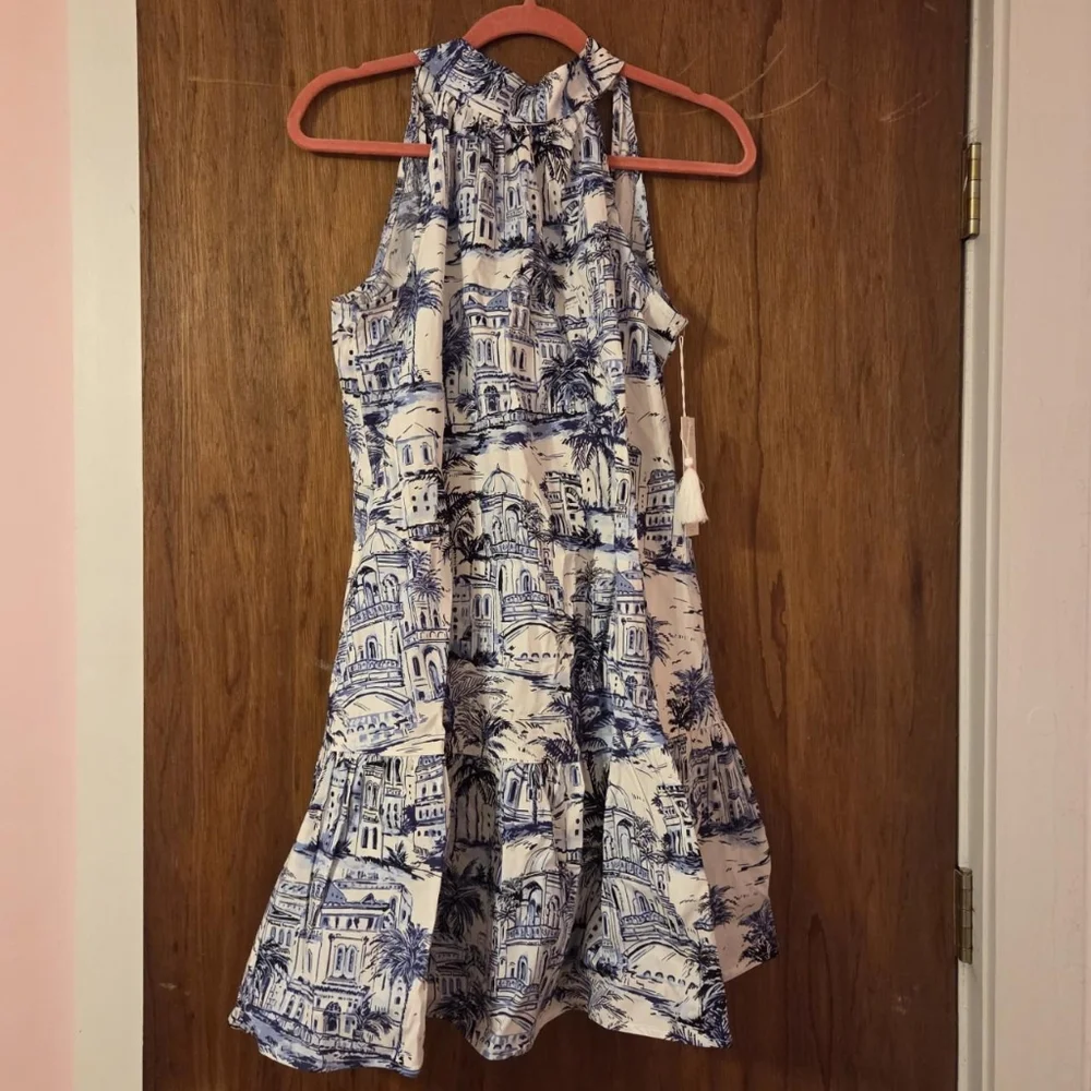 BNWT Calypso St. Barth white and blue halter neck dress size x-small - Picture 2 of 8